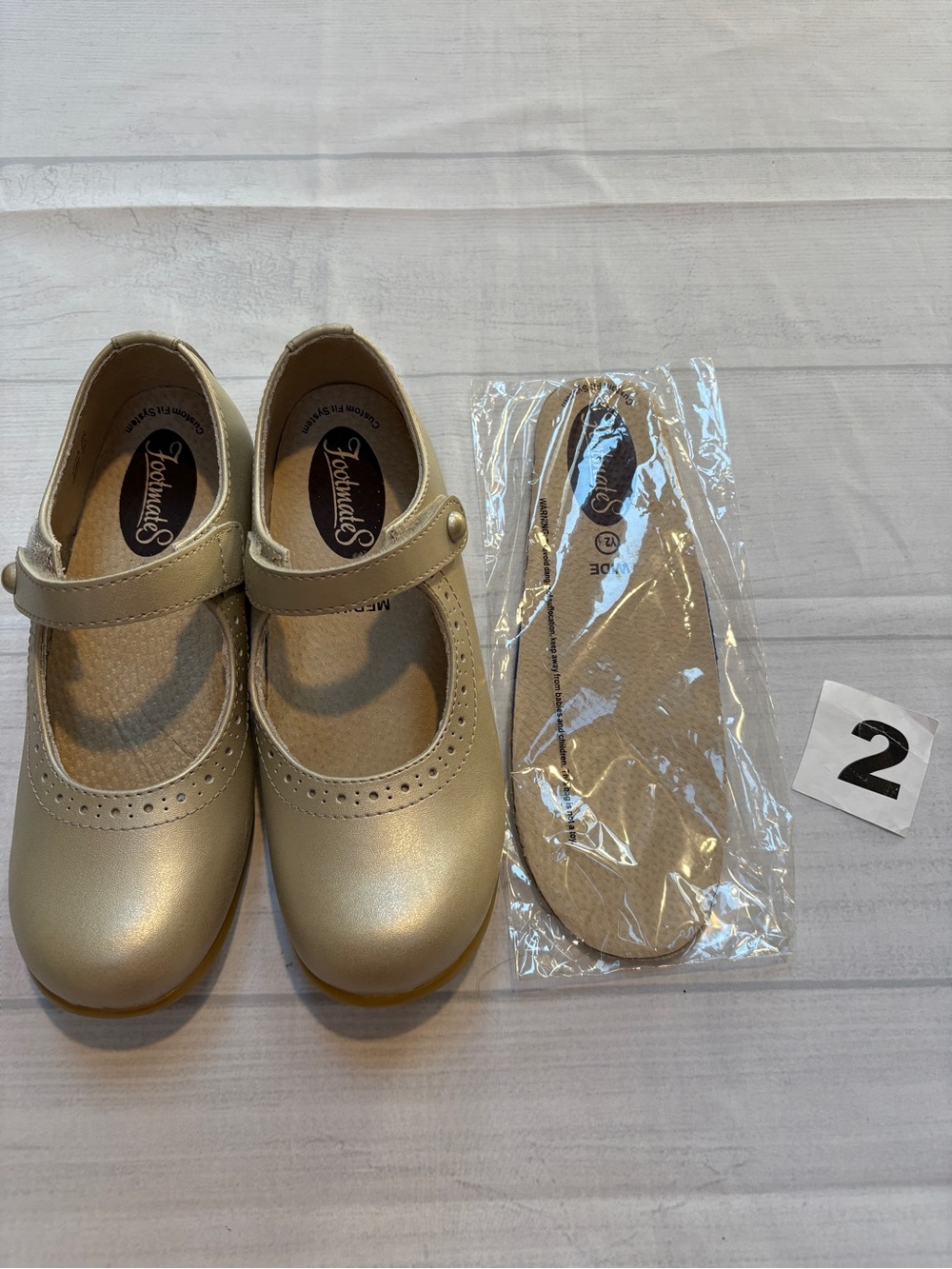 FootMates Girls' Metallic Gold Mary Jane Dress Shoes
